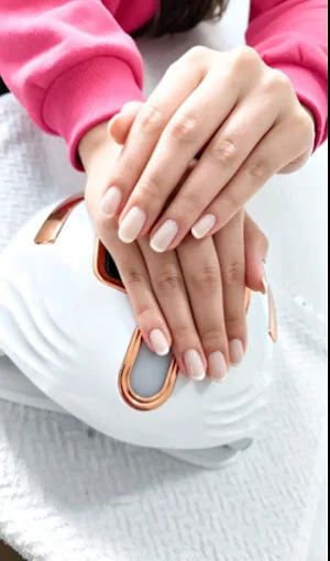 Unhas alongadas em tom rosa claro, trabalho do Studio Gleyce Antunes